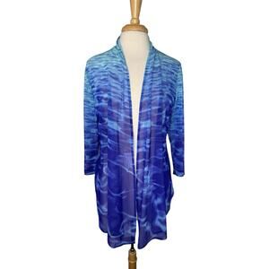 CHICOS Easywear Water-look Mesh Gauze Open Lightweight Cardigan Size Large (2)
